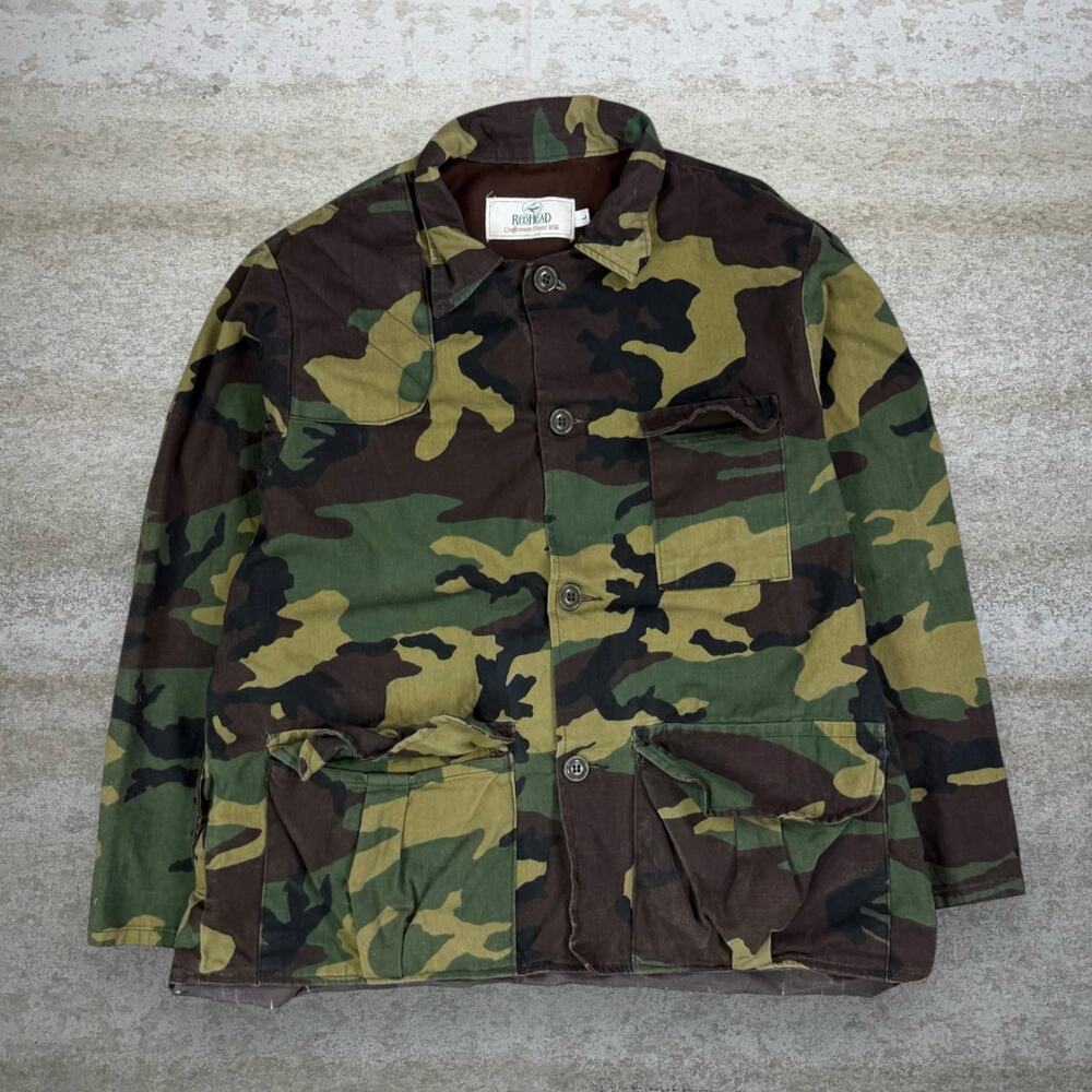 Vintage 90s Redhead Button Up Shirt Mens L Hunting Camo Long Sleeve Woodland